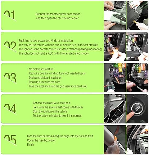 Miniatura 6 de Kit de cable de cámara de tablero USB C de 9.68 pies - 12V-30V a 5V 2.5A cargador de cámara de tablero de automóvil+4 tapones de fusible de coche de