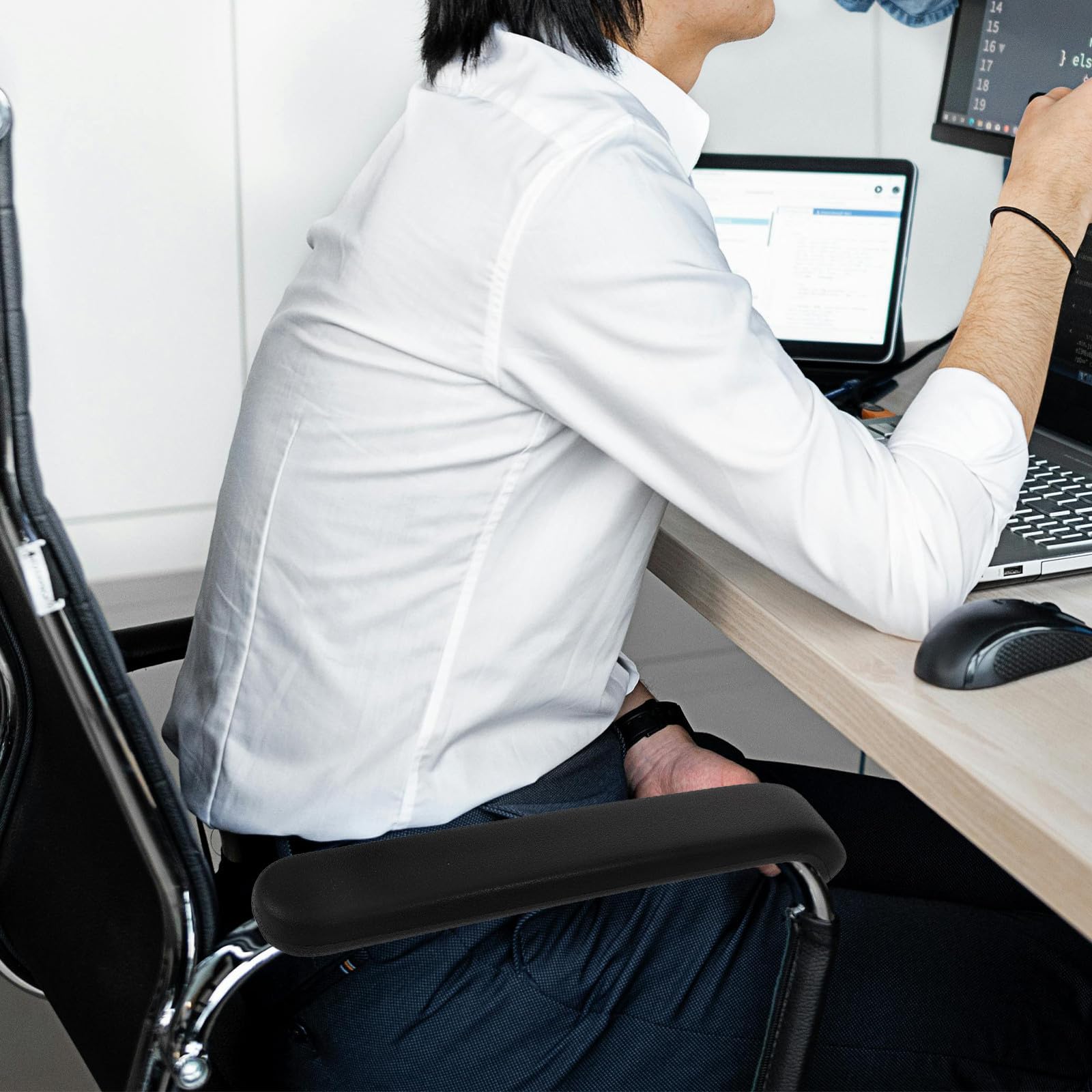 FOMIYES Pu Kunststoff Armlehnenkissen mit Einfachem Design 2 Stück für Bürostühle Ersatz Armlehnenpolster Passend für Computerstühle im Bürogebrauch