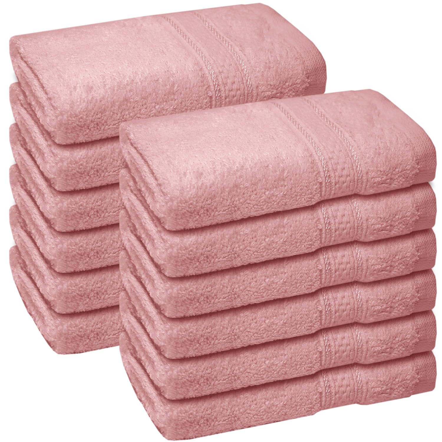 Zzzmrh Pink 550 Gsm Cotton Washcloths,Quick Dry Flannels Multipack Face Towels Hotel,Gym,Spa & Bathroom Towels Set (30X30cm) (, Pack Of 12)