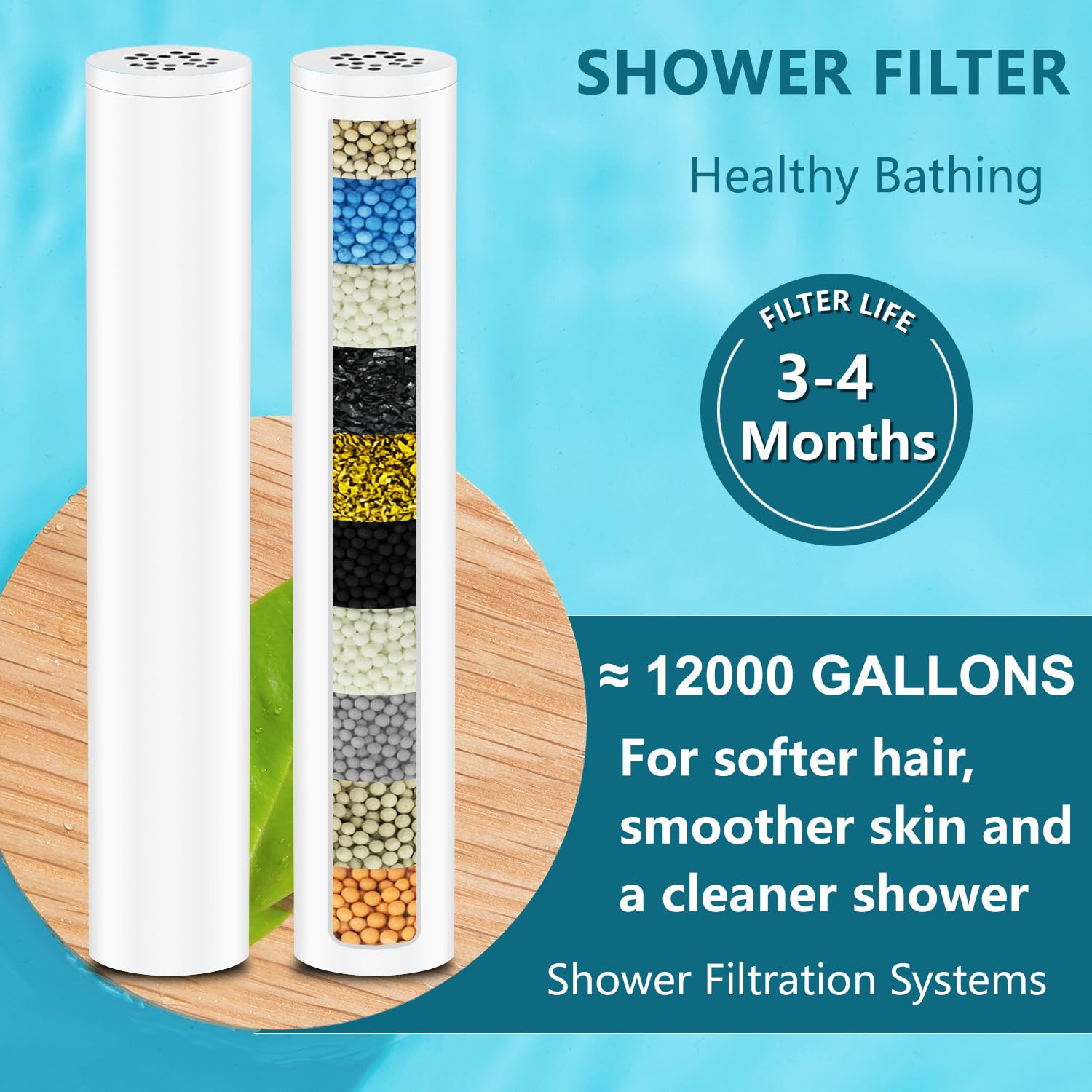 Filtro doccia multistadio di ricambio compatibile con doccetta FEELSO, 7 spruzzi ad alta pressione, filtro ad alta efficienza per acqua dura, confezione da 4, numero modello 72210BC