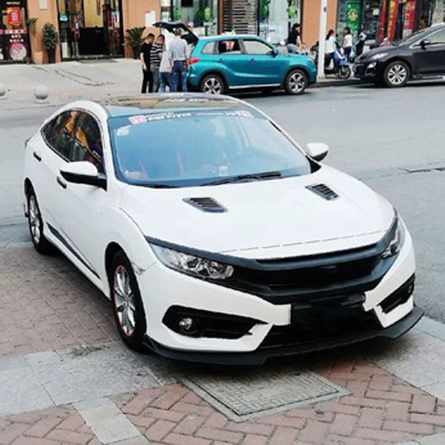 Hood Scoops 1 Pair of Car Hood Vents, Car Universal Turbocharged Air Intake Carbon Fiber Decorative Cover, Easy to Use