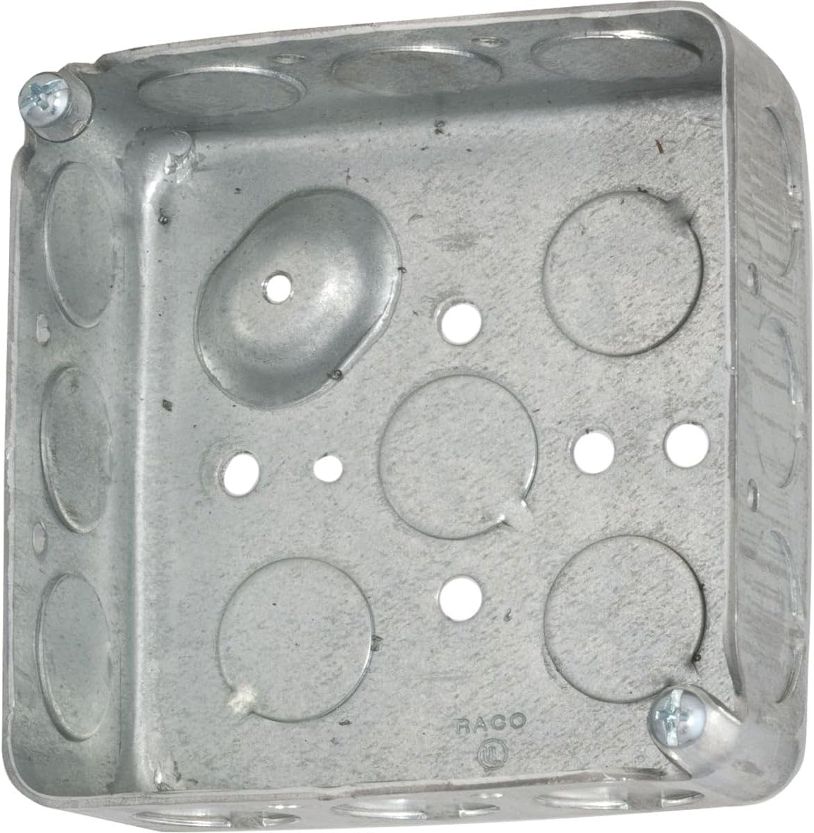 Steel City 521511/2 4" Square Electrical Box, 21 Cubic Inches, 1-1/2" Deep, 1/2" Knockouts, Pre-Galvanized Steel