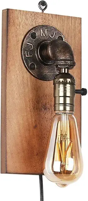 Applique Murale Vintage Industrielle avec Prise et Interrupteur - Lampe LED Barcelona