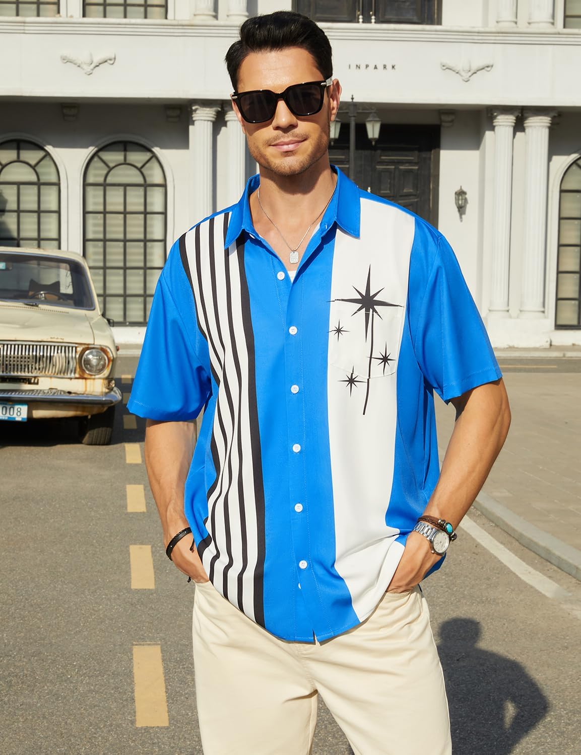 Hardaddy Men's Vintage Bowling Shirt Short Sleeve Button Down Hawaiian Summer Beach Printed Casual Shirts - Image 5