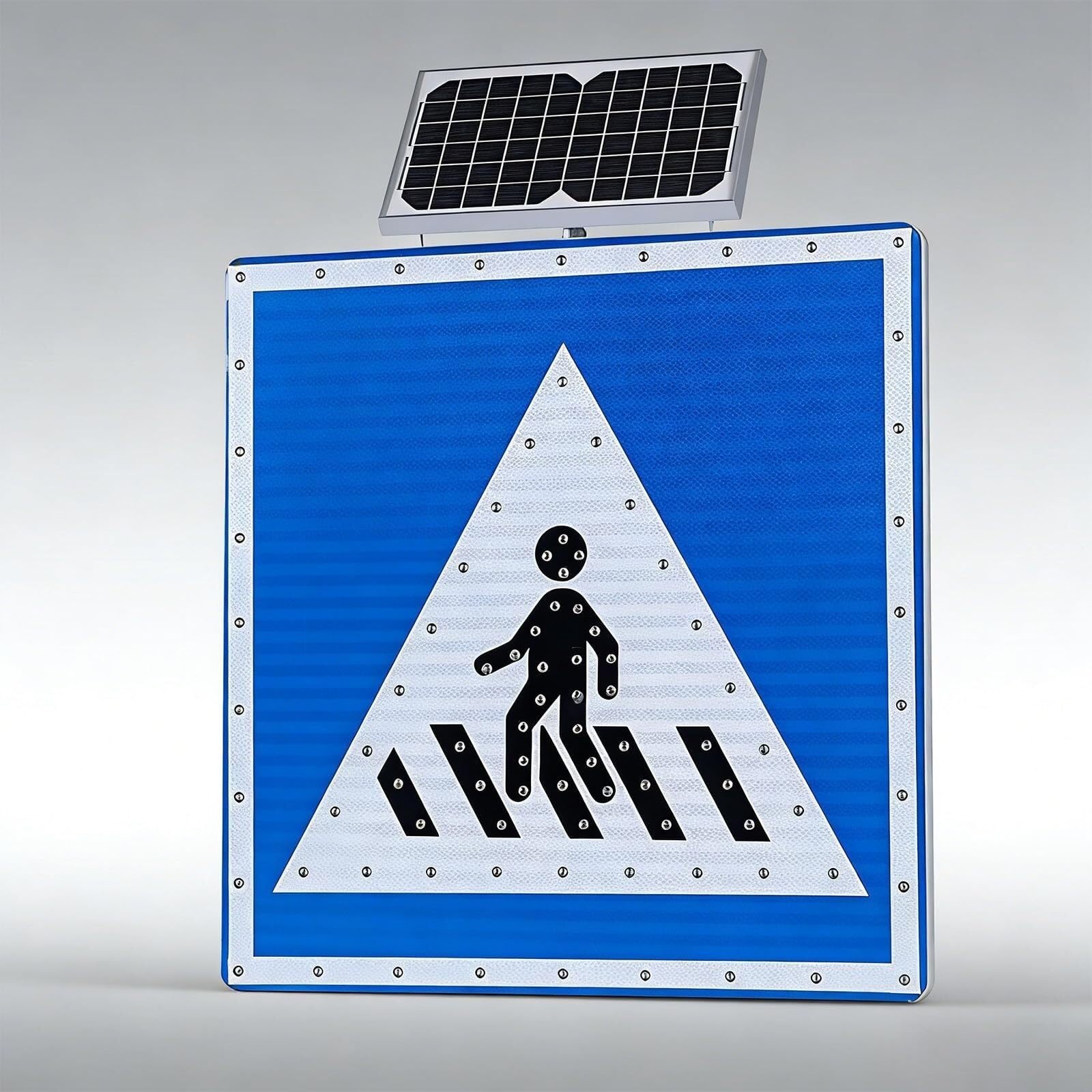 Señal de advertencia de tráfico for cruce de peatones con luz LED solar, aluminio reflectante IP65, visibilidad de más de 1000 m for seguridad de peatones, 24"/30"(30in)