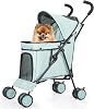 3 in 1 Pet Stroller for Small Dogs and Cats, Foldable Pet Stroller with Wheels, Breathable Mesh, Large Capacity, Easy to Carry (Tealblue)