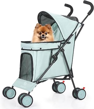 3 in 1 Pet Stroller for Small Dogs and Cats, Foldable Pet Stroller with Wheels, Breathable Mesh, Large Capacity, Easy to Carry Tealblue