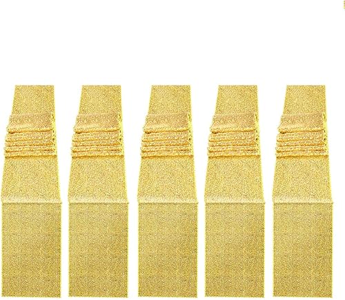 JYFLZQ Camino de mesa de lentejuelas doradas de 12 x 72 pulgadas, paquete de 5 manteles de tela con lentejuelas brillantes, caminos brillantes para