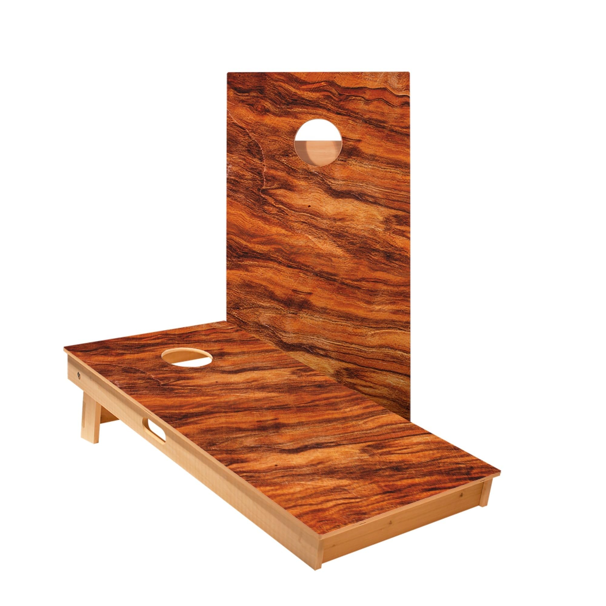 Skip's Garage Wavy Wood Cornhole Boards - Includes (2) Boards (Resin Bags) + (1) Carry Case, (2) Hole Lights & (2) Edge Lights