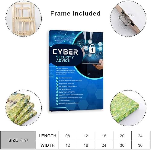 Miniatura 2 de JAWASDAO Cyber security Tips Poster Cyber security Poster (2) Wall Art Poster Canvas Print Office Bedroom Living Room Aesthetic Decor Poster