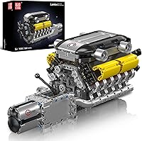 Mould King 10202 V12 Sports Car Engine Building Kit - Working Motorized Model, 1260 PCS STEM Toy for Adults & Car Fans