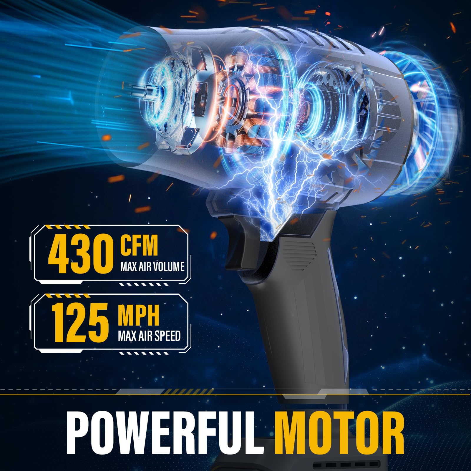 Soffiatore per foglie senza fili compatibile con batteria Dewalt 20V Max (solo strumento) | Soffiatore portatile leggero da 430 CFM e 125 MPH, ideale per detriti da patio, foglie e pulizia della neve