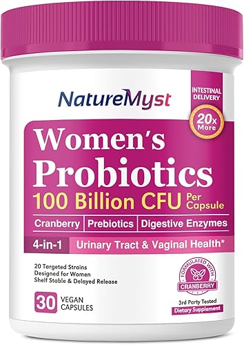 Probióticos para mujeres, 100 mil millones, 20 cepas dirigidas con extracto de arándano orgánico, prebióticos y enzimas digestivas a base de