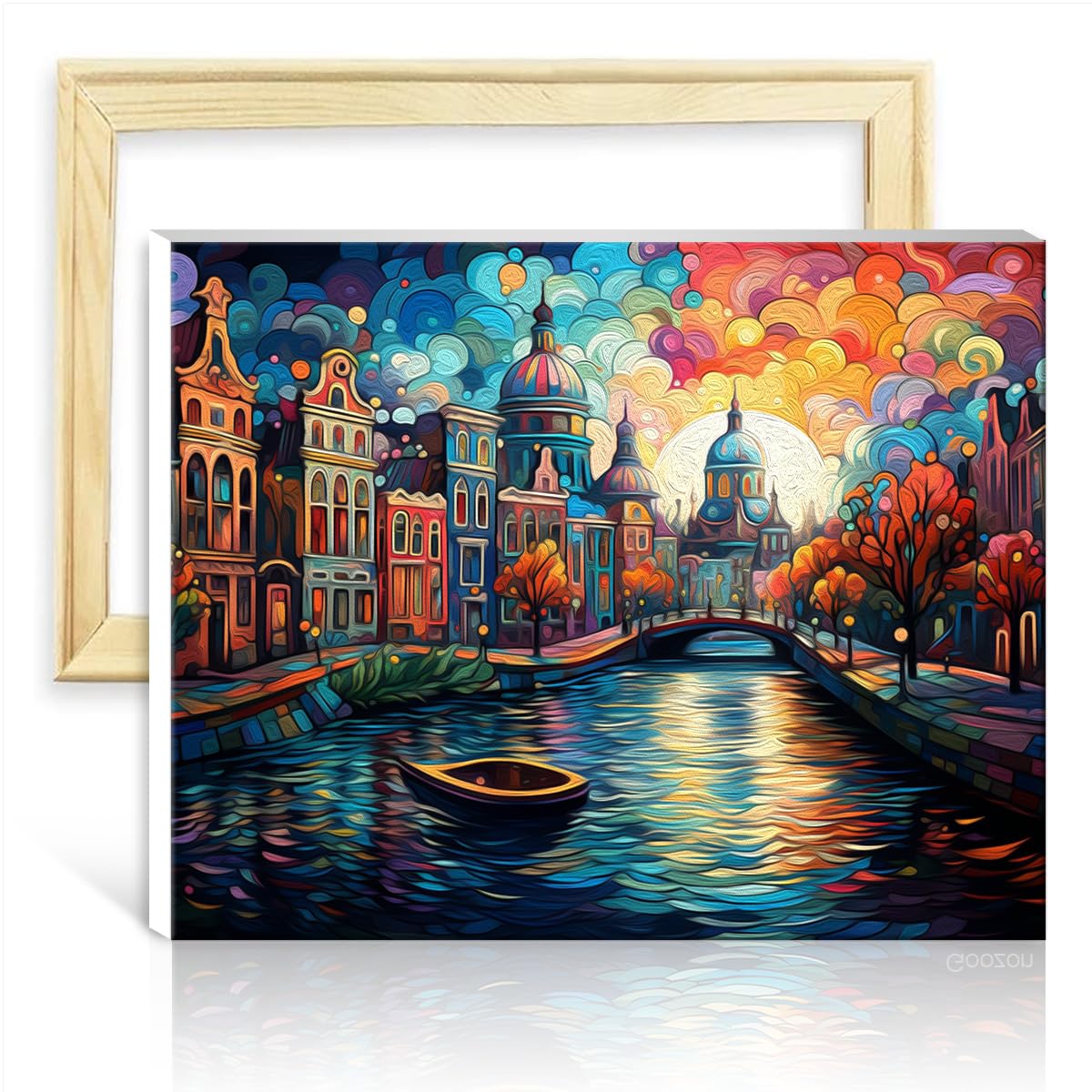 TANGFEIY Paint by Number Paintting Amsterdams Canal District Painting Adults with Brushes and Acrylic Pigment Art Picture for Home Decor No Frame(40x50cm)