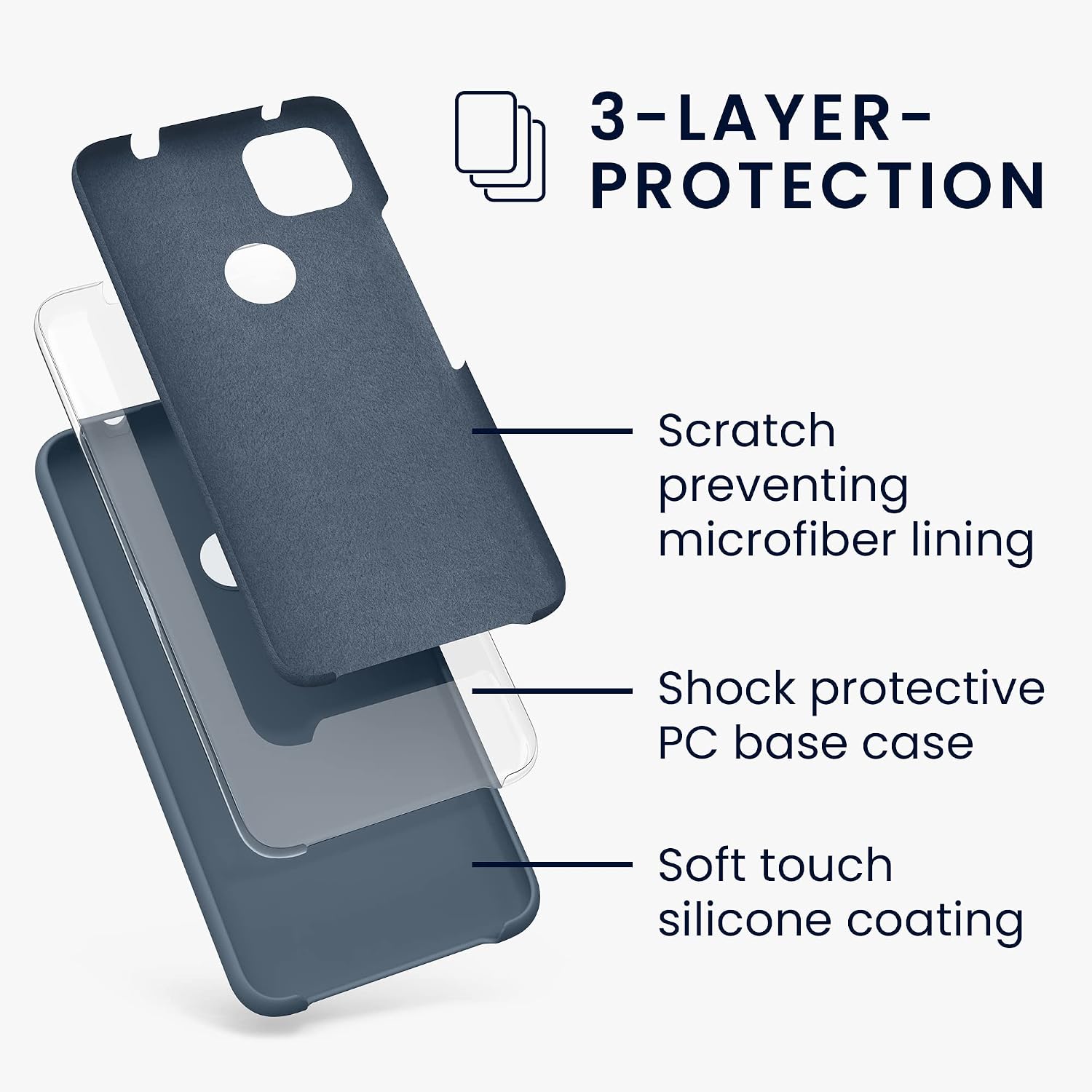 kwmobile Case Compatible with Google Pixel 4a Case - TPU Silicone Phone Cover with Soft Finish - Dark Slate