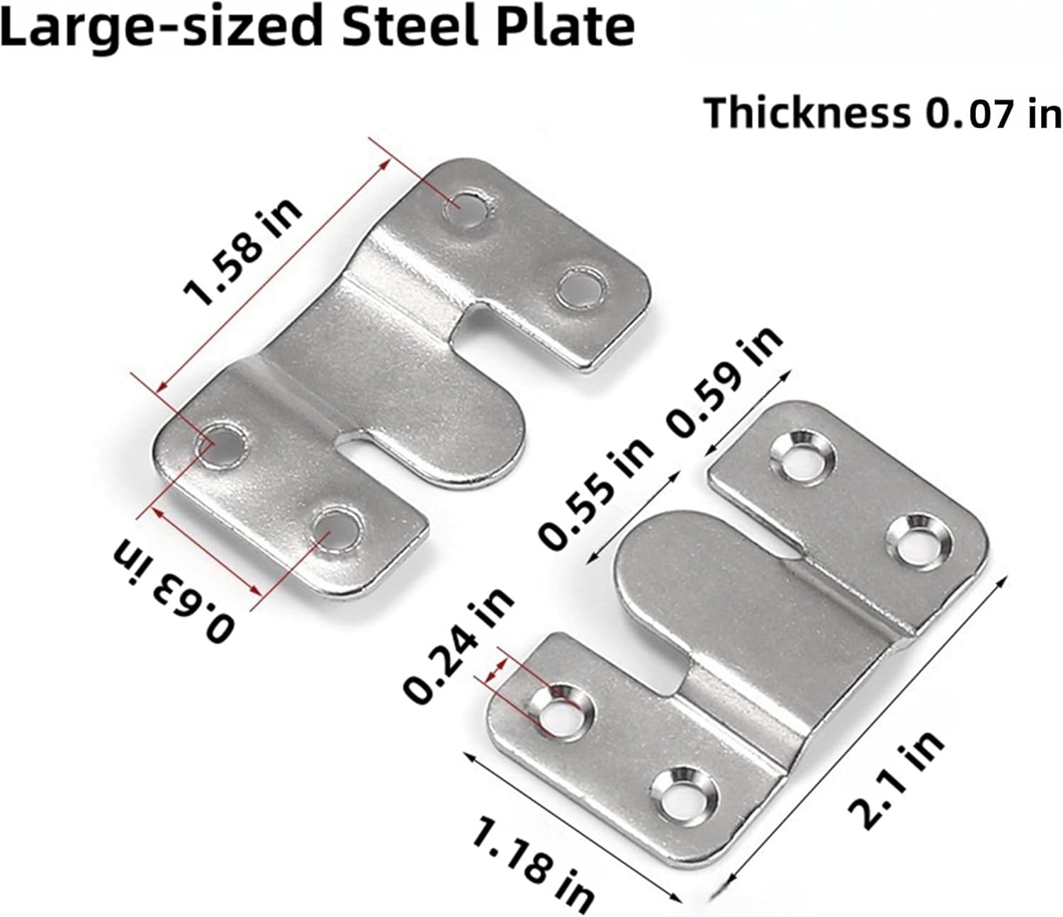 4 Pairs Large Silver Stainless Steel Interlocking Flush Mount French Cleat Hangers – Hidden Hardware for Frames, Furniture, Beds, Mirrors, Photos, Paintings, etc.