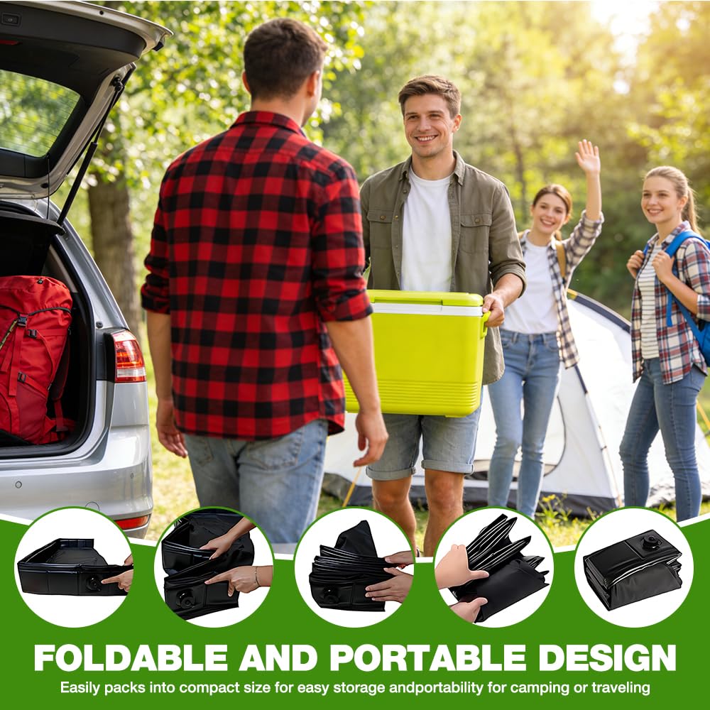 Base de Douche Pliable, 2 en 1 Receveur de Douche Portable Avec 1 Mètre Tuyau de Vidange, Base de Douche de Camping pour Laver Les Animaux, Le Camping et Les Voyages (104 x 104 x 13 cm)