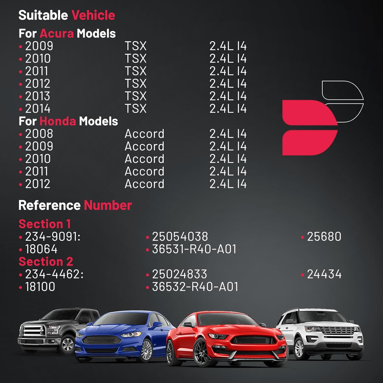 BDFHYK Oxygen Sensor Upstream Downstream O2 Sensor, Compatible with Acura TSX 2011-2013, Compatible with Honda Accord 2.4L 2008 2009 2010 2011 2012, 234-9091, 234-4462 Replacement 2PCS