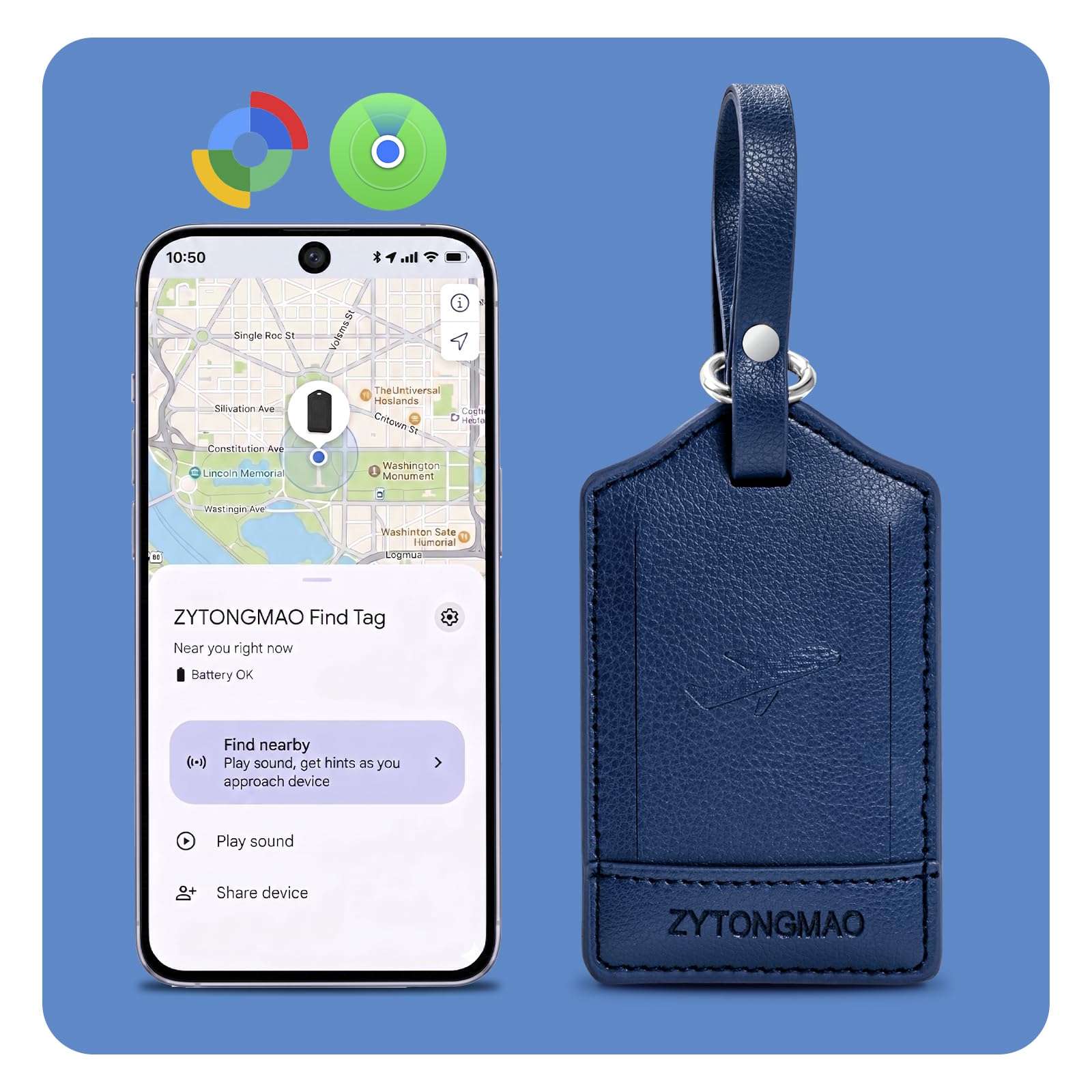Etichetta intelligente per bagagli con tracker integrato, funziona con Apple Find My e Android, etichetta da viaggio in pelle di alta qualità con copertura per la privacy, localizzatore wireless