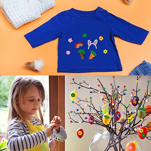 Miniatura 6 de Acerich 2000 pompones surtidos de 0.39 pulgadas para artes y manualidades, bolas de pompones peludos para manualidades creativas y decoración de