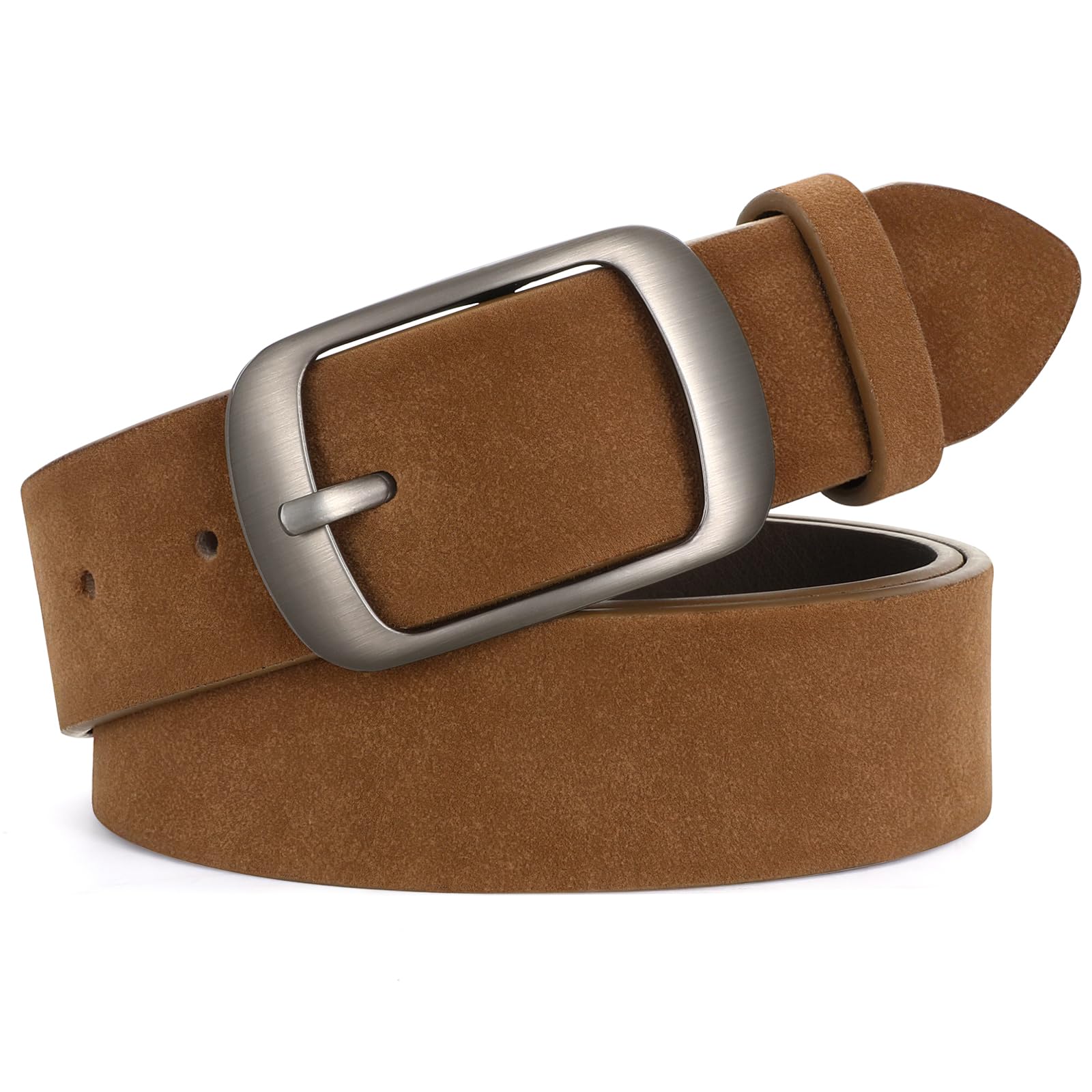 WHIPPY Women Leather Belts for Jeans Pants Fashion Dress Belt for Women with Solid Pin Buckle