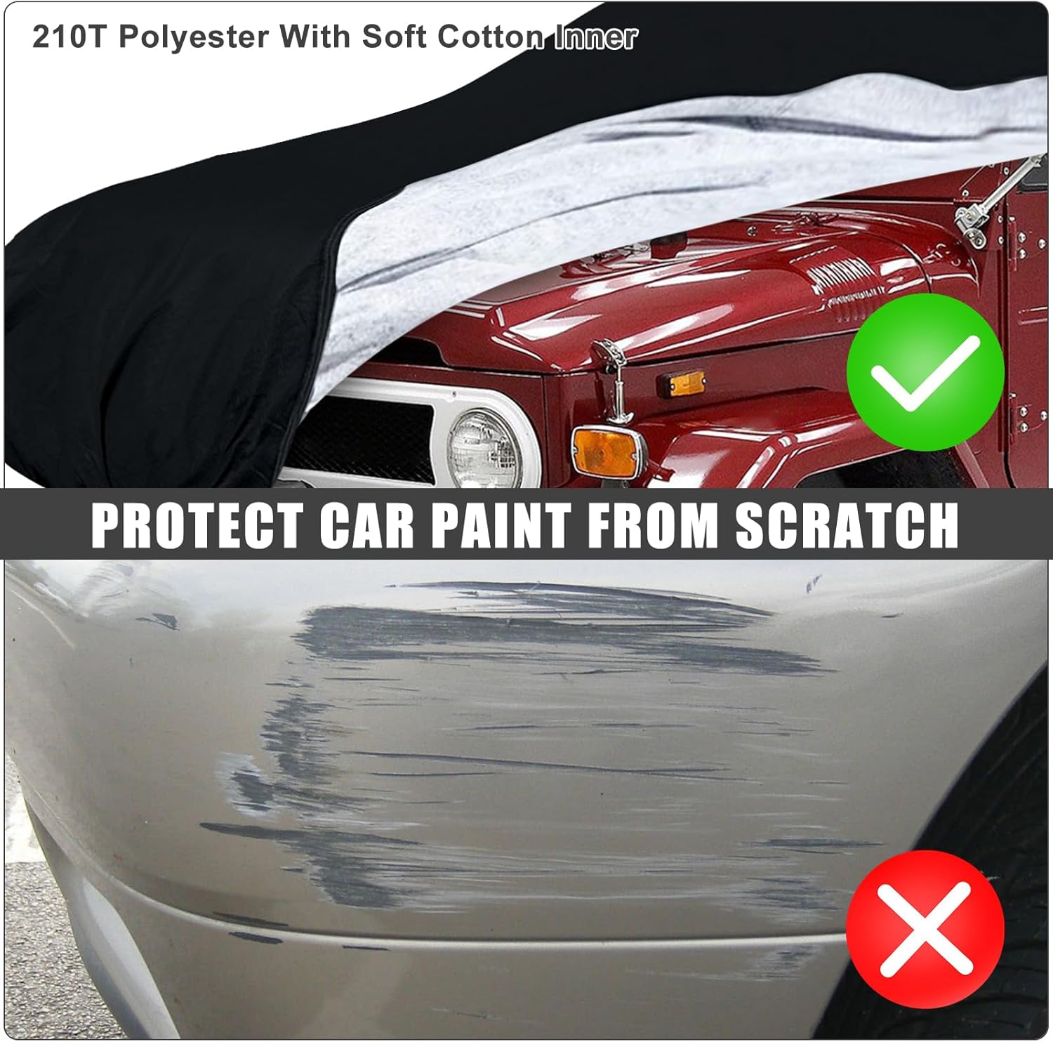 Waterproof Car Cover Replace for 1960-1984 Toyota Land Cruiser FJ40/41/42 210T All Weather Classic Car Covers with Zipper Door for Snow Rain Dust Protection