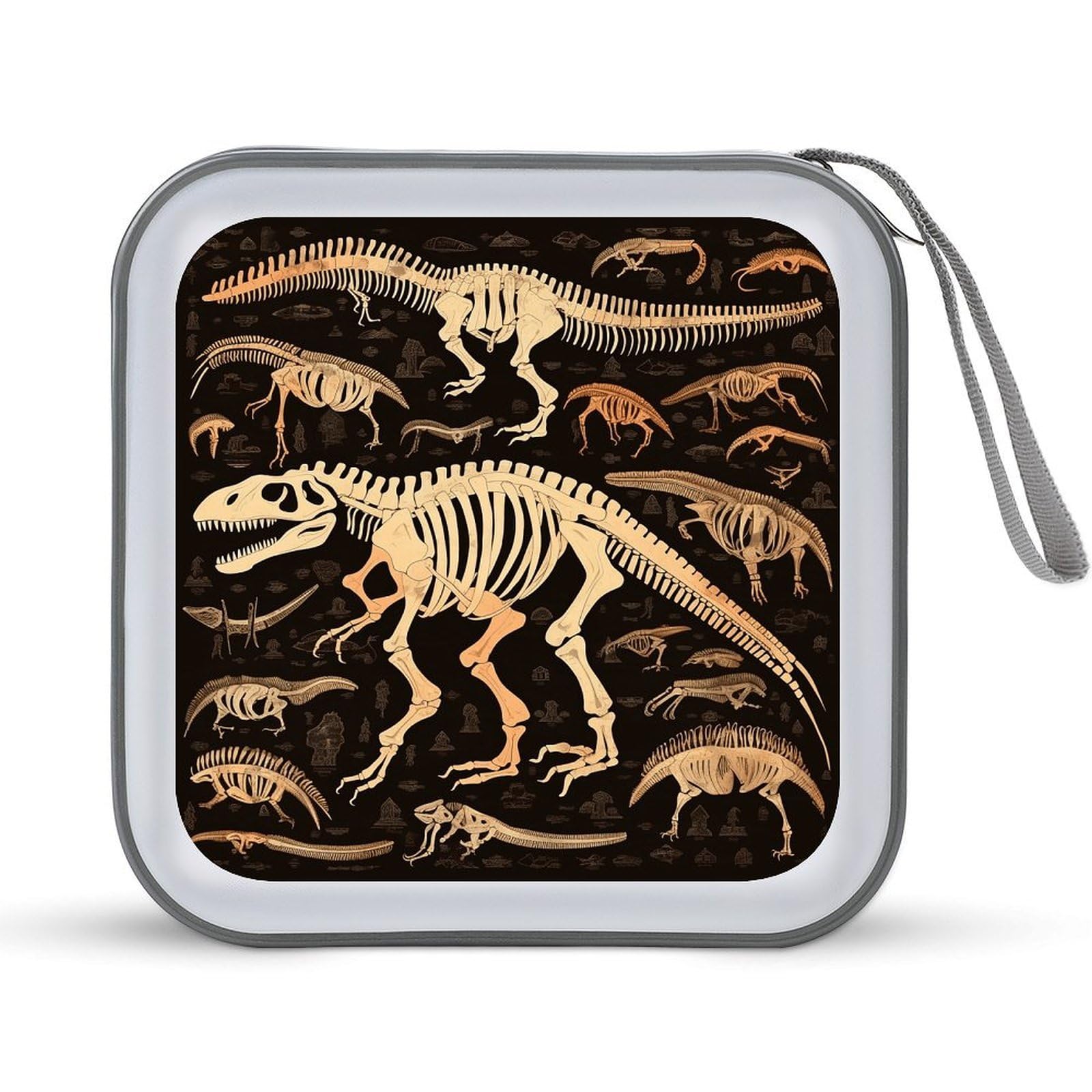 VstaDank - Dinosaur Skeleton Design CD Case, 40 Capacity, with Zipper Disc Storage Organizer, Portable Hard Plastic Storage CD Holder