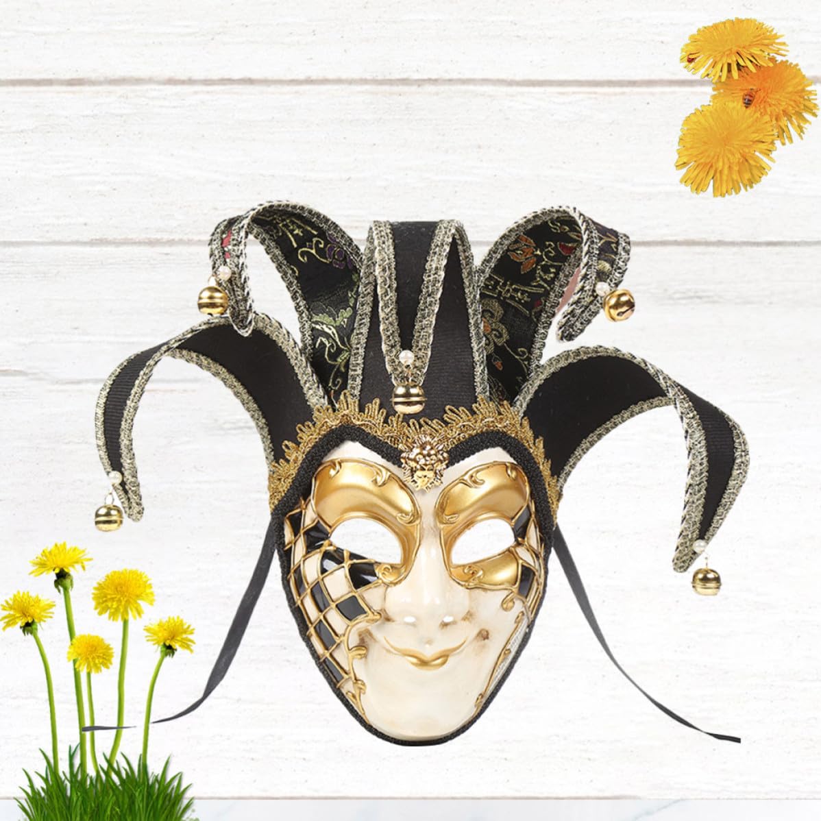 Levemolo Máscara Veneciana de Cara Completa Negra para Carnaval y Fiesta de Mascarada, Material Plástico y Tela, Cómoda Olor para Actuaciones y Disfraces