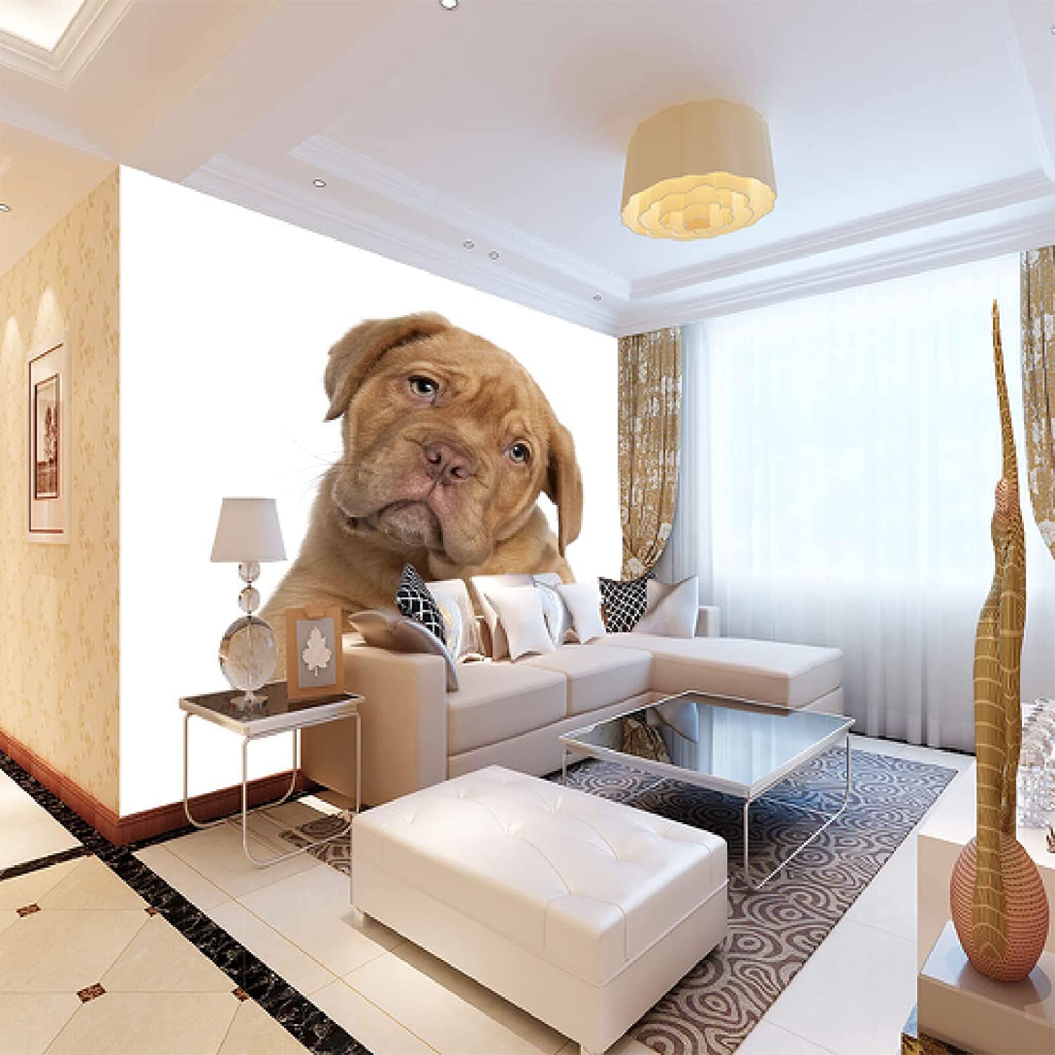 Fototapete Selbstklebende Wandbild 3D Tierischer Hund Kinderzimmer Bar Büro Wohnzimmer Restaurant Bekleidungsgeschäft Korridor Hotel Wanddekoration Wandkunst Wandposter 350 (Breite) x 256 (Höhe) cm