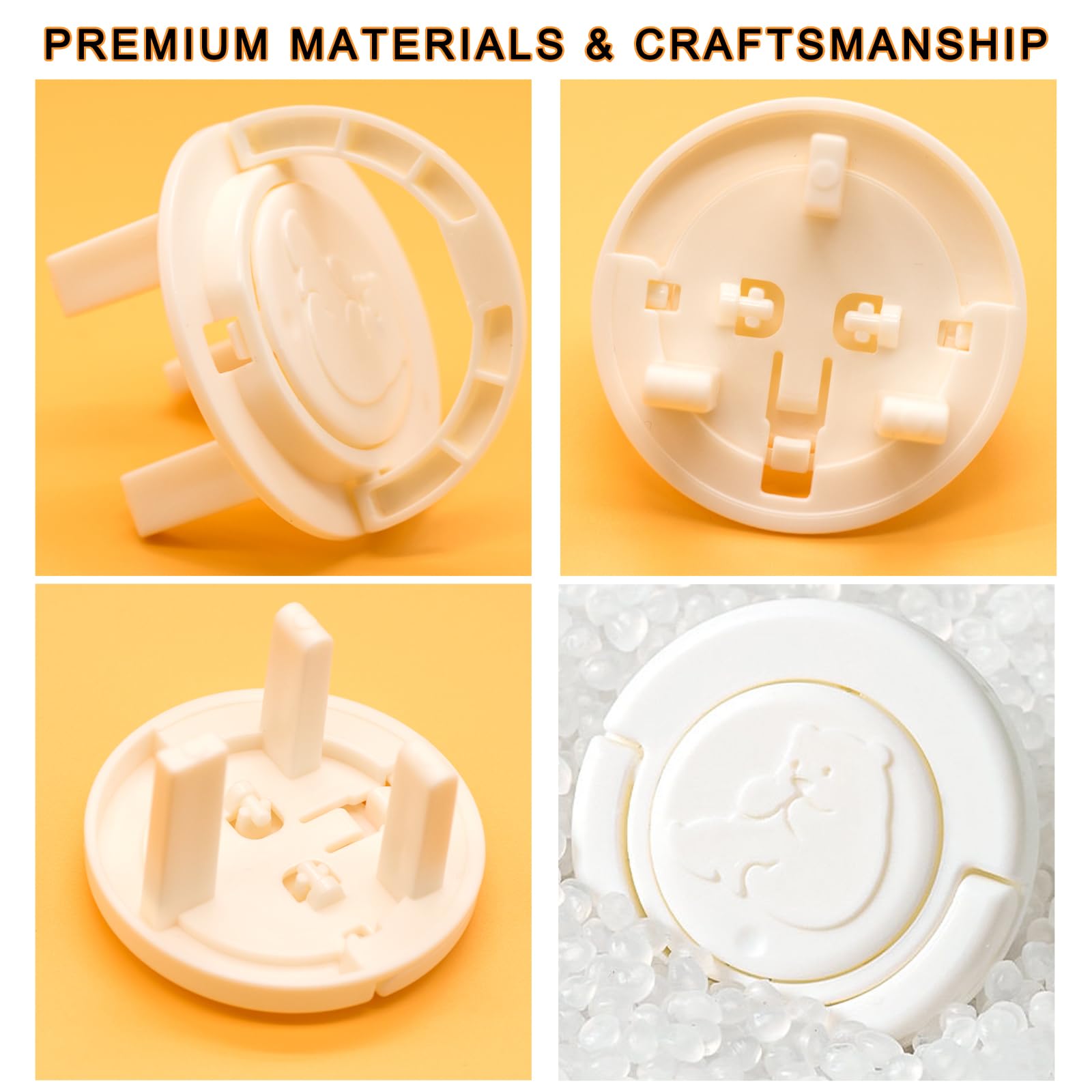PUREASY 8-Pack Plug Socket Covers UK, White ABS Socket Covers with Hidden Pull Ring & Cute Bear Design - Image 3