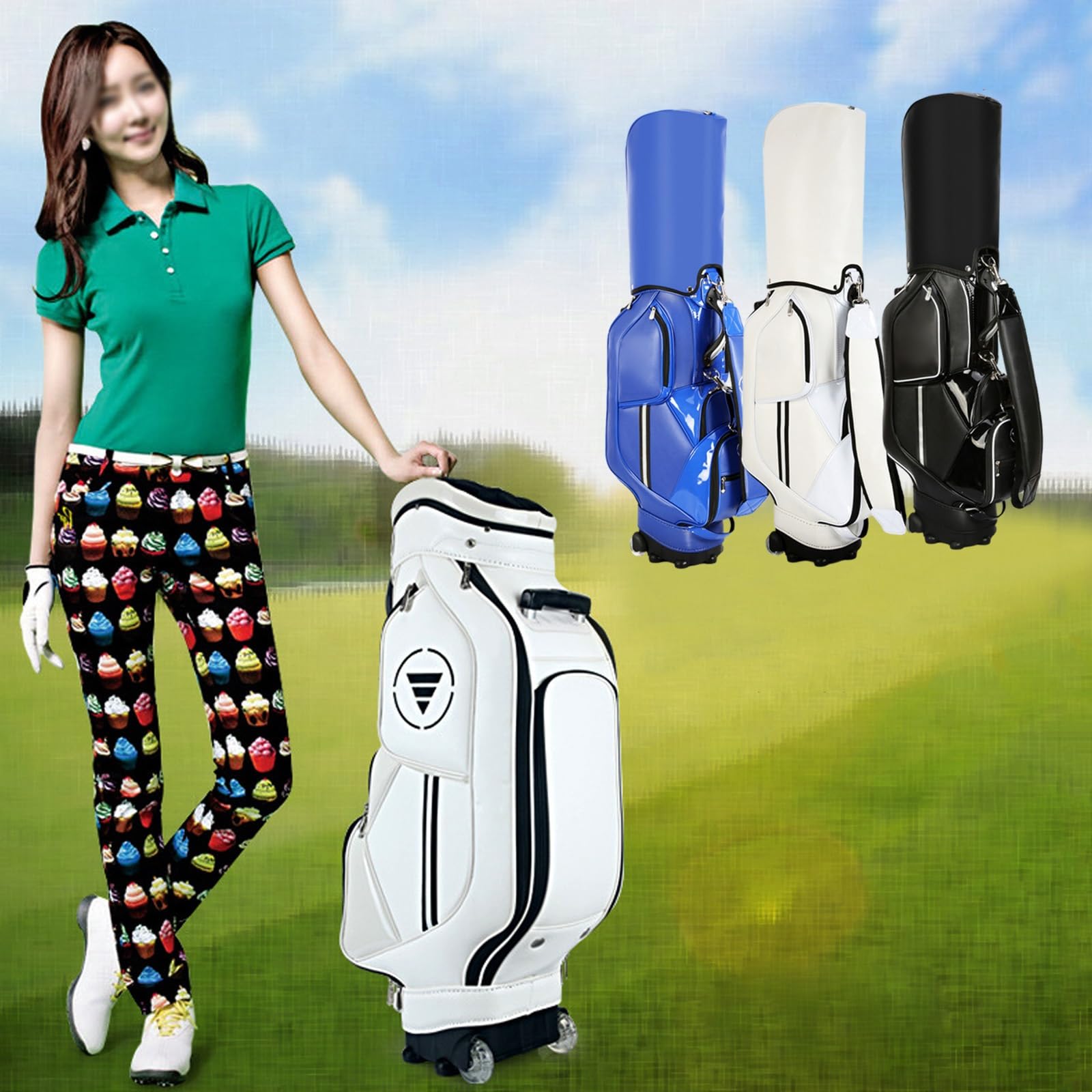 ゴルフ キャディバッグ キャスター型 PU ゴルフバッグ Amazon | Golf スタンドバッグ PUレザー スポーツゴルフバッグ