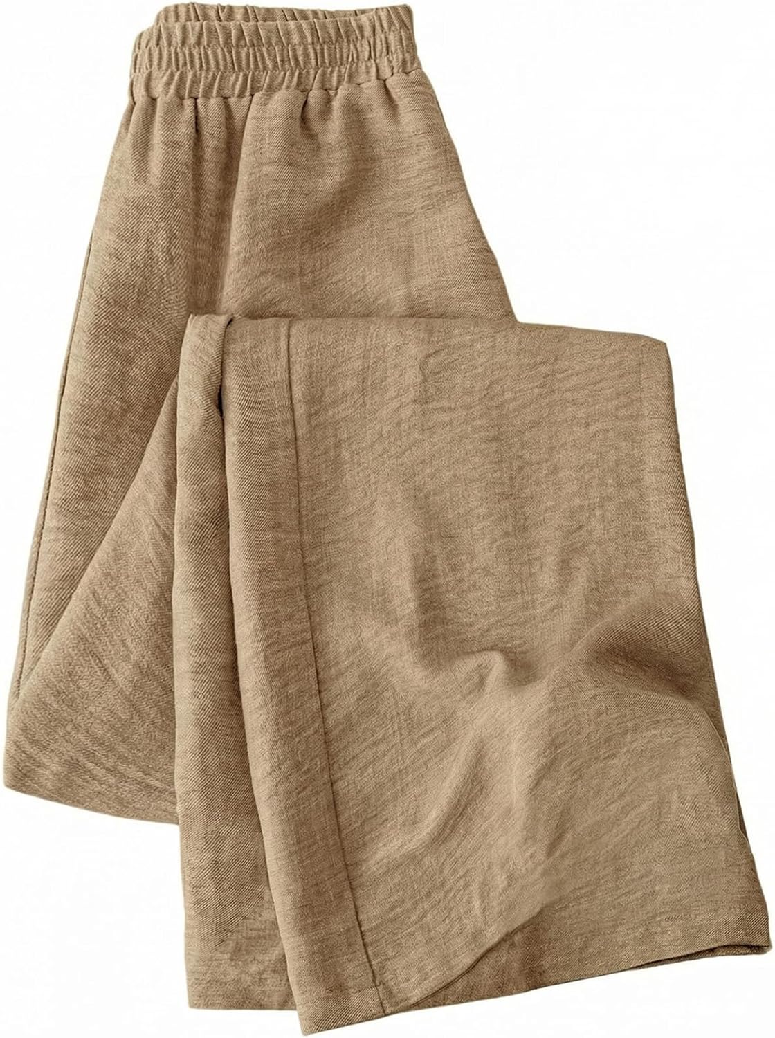 MakeMeChic Women's Wide Leg Palazzo Pants Elastic High Waisted Loose Baggy Spring Trousers