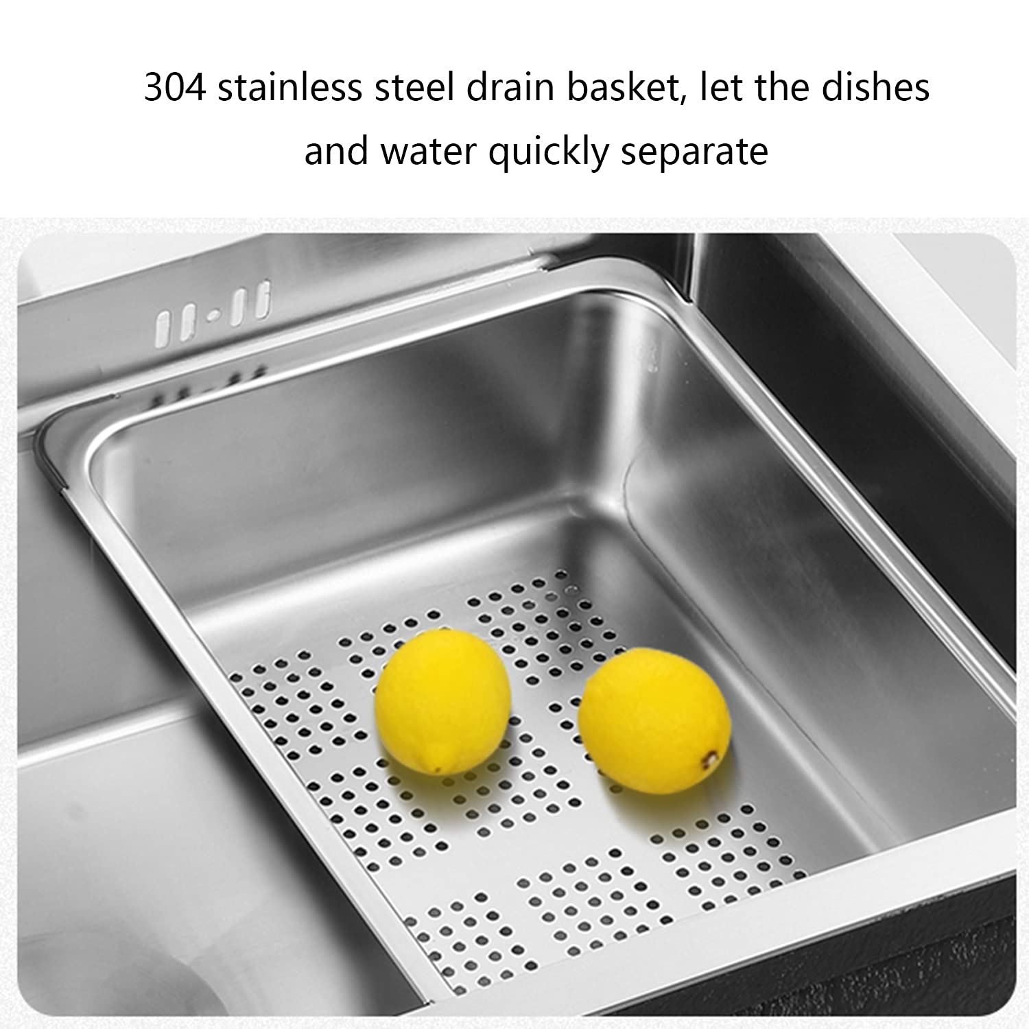 Lavello da cucina, lavello rettangolare in acciaio inossidabile, lavello singolo da incasso per uso domestico, rubinetto per lavello a discesa (B 72 x 45 x 22 cm)