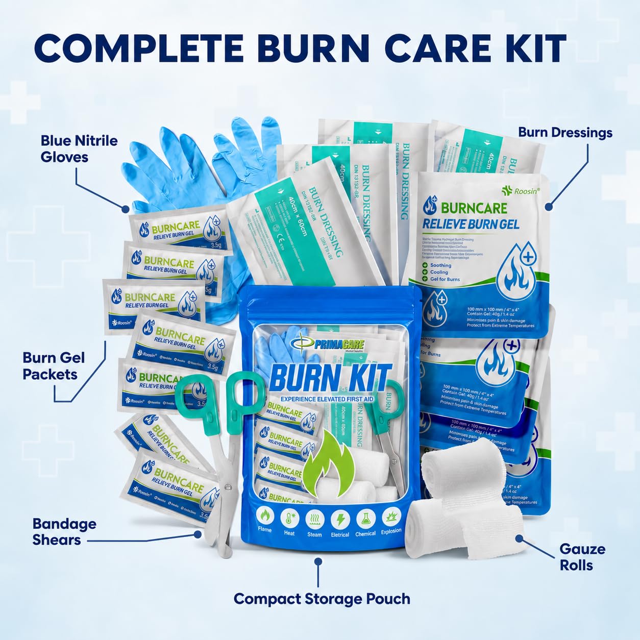 PrimaCare WB-7707 Emergency First Aid Burn Kit with Burn Gel, 22 Piece Set — Amazon image 8