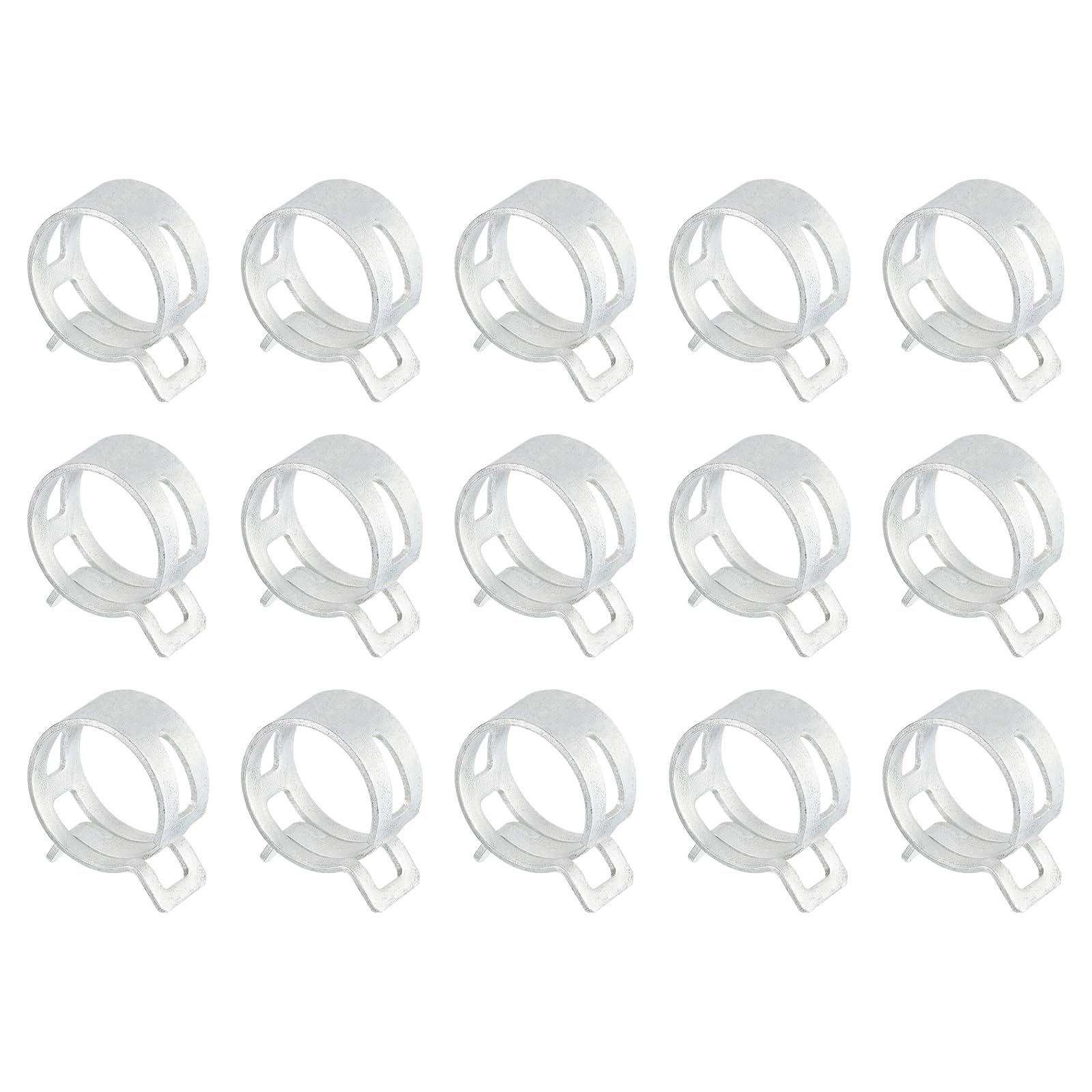Sourcingmap 15Pcs Spring Band Type Action Fuel/Silicone Vacuum Hose Pipe Clamp