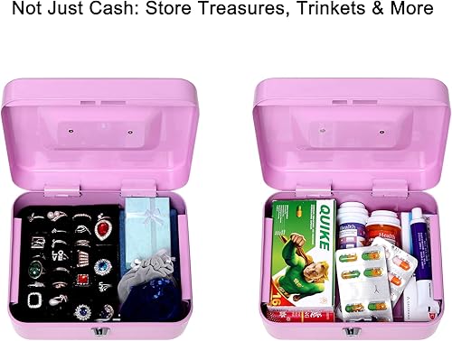 Vista 133 de Jssmst - Caja de dinero pequeña con bandeja, caja con bloqueo, Negro L