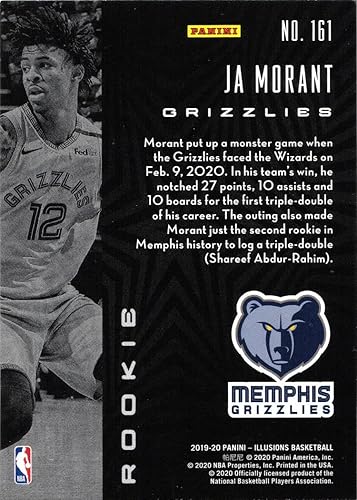 Miniatura 2 de 2019-20 Panini Illusions Basketball #161 Ja Morant Rookie Card