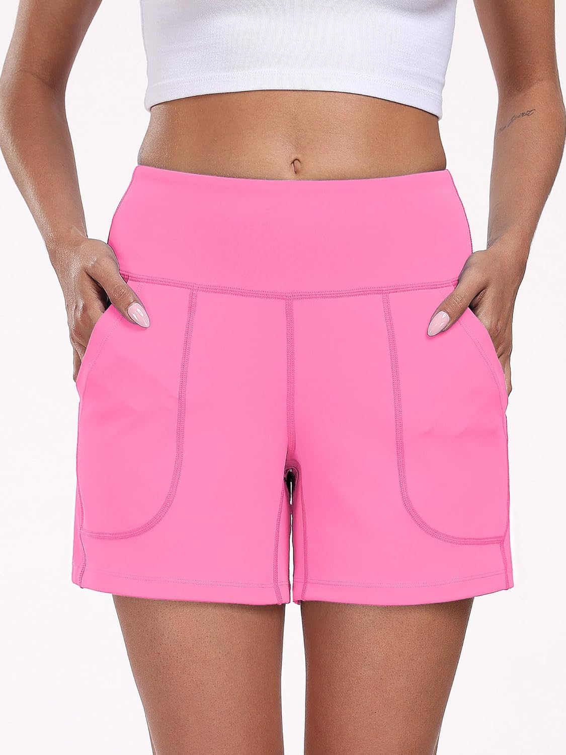 CADMUS 5'' / 9'' Women's Athletic Long Shorts Stretch High Waisted Bermuda Shorts Yoga Walking Running Casual 1 or 4 Pack - Image 2