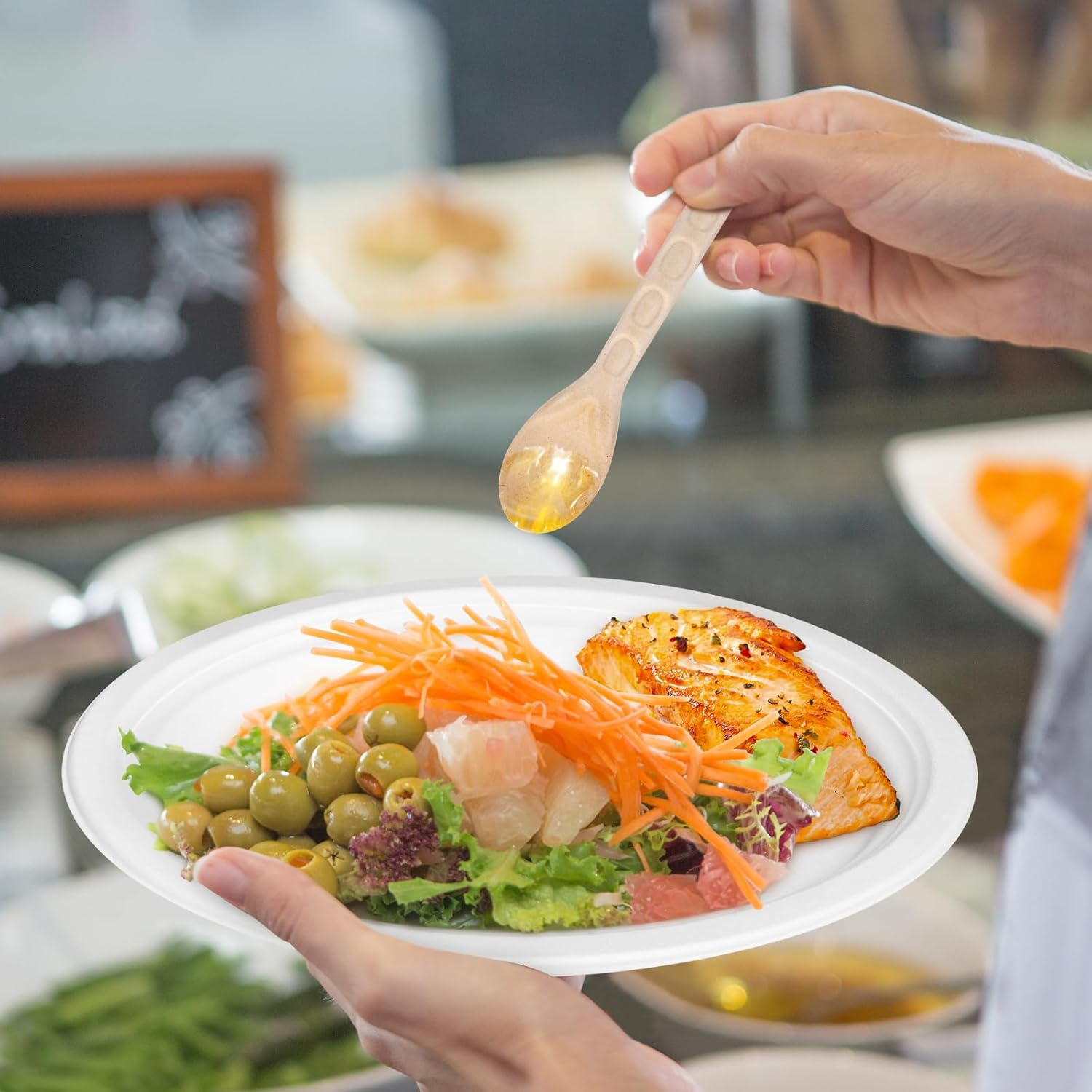 Large Oval Paper Plates 12 Inch, 100 Pack Heavy Duty Eco Friendly Disposable Plates, White Paper Plates Sturdy Strong for Party BBQ Picnic - Image 3