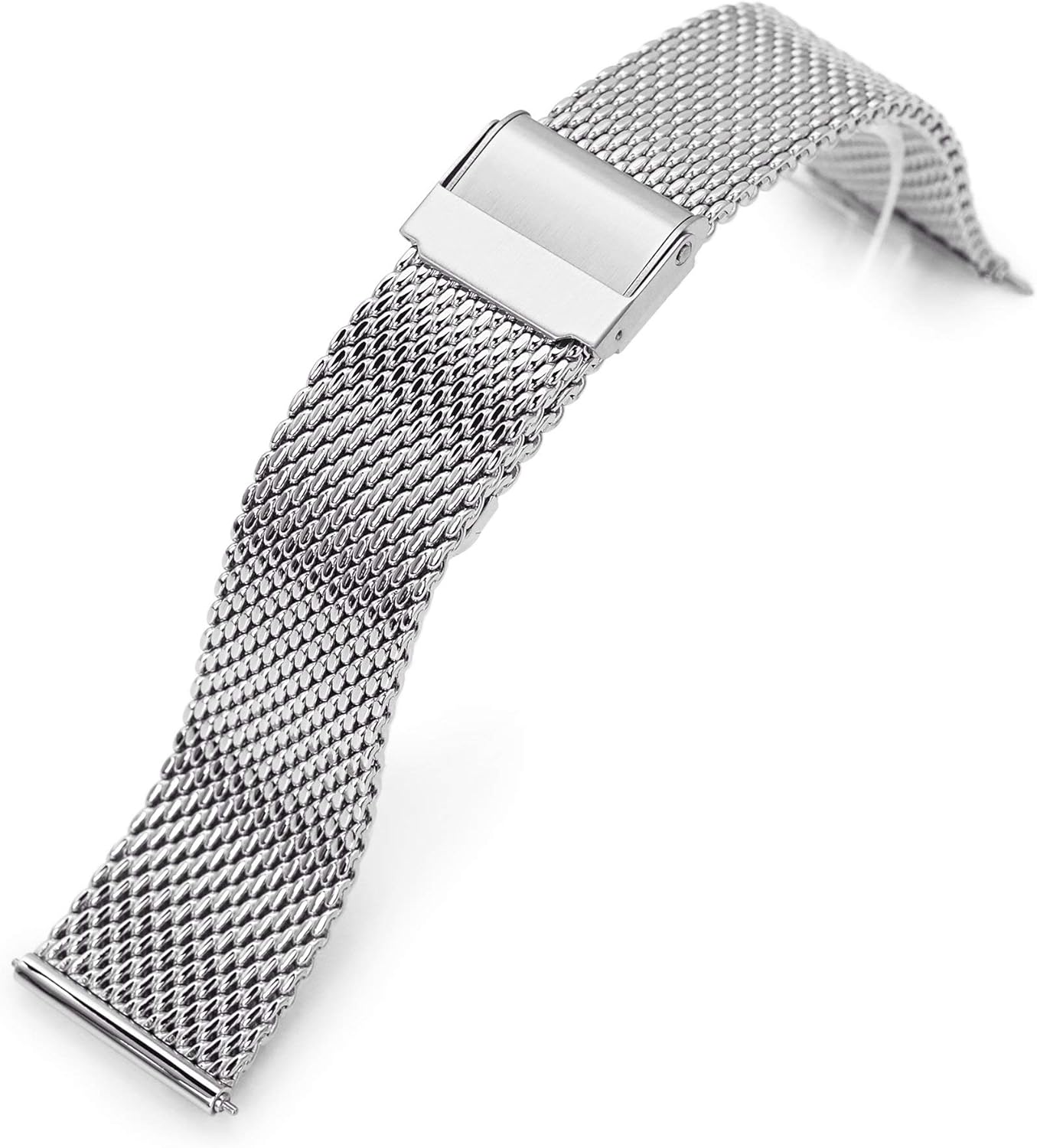 MiLTAT 20mm Quick Release Milanese Mesh Watch Band Tapered Style Polished