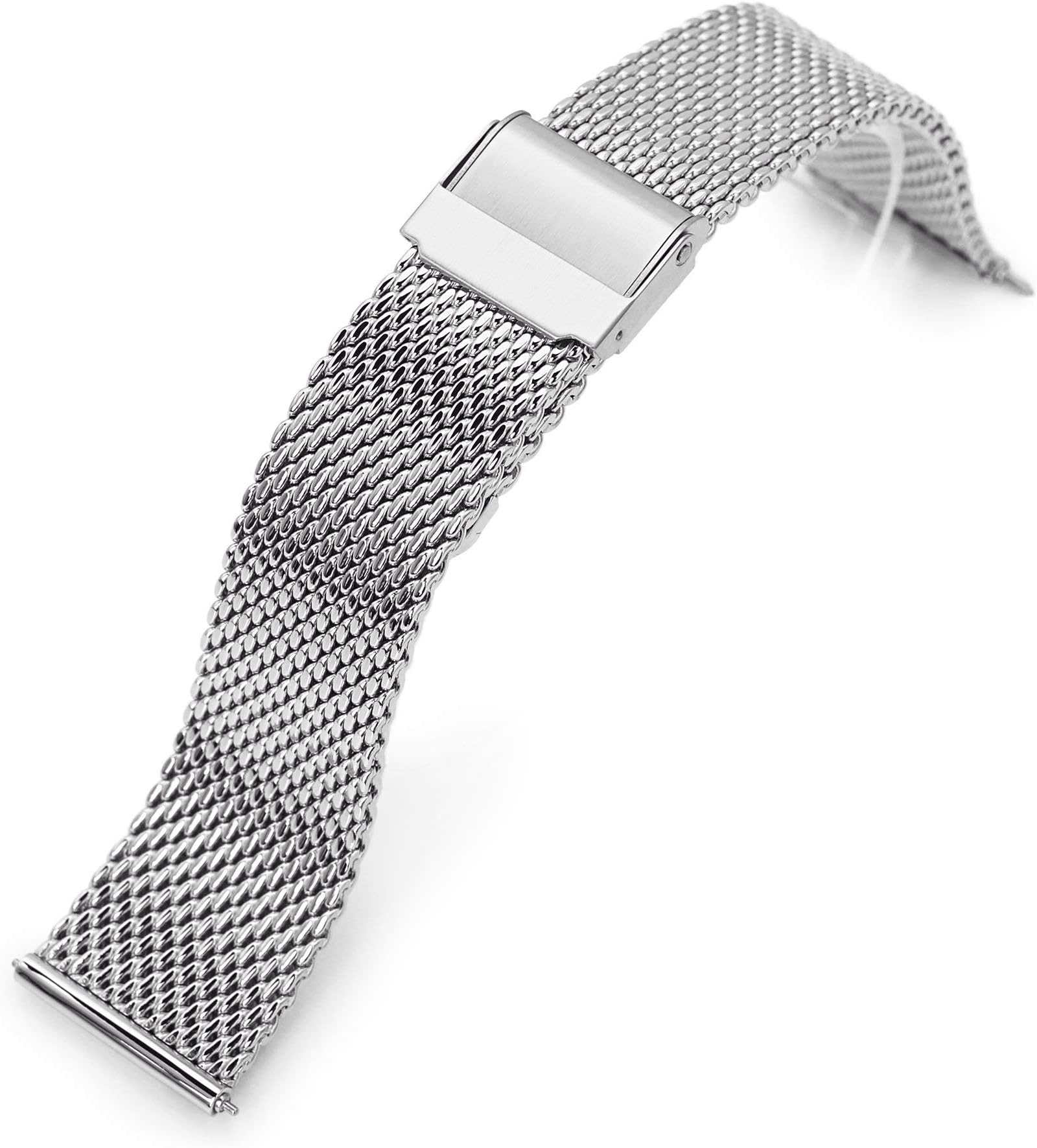 20mm Quick Release Milanese Mesh Watch Band Tapered Style Polished