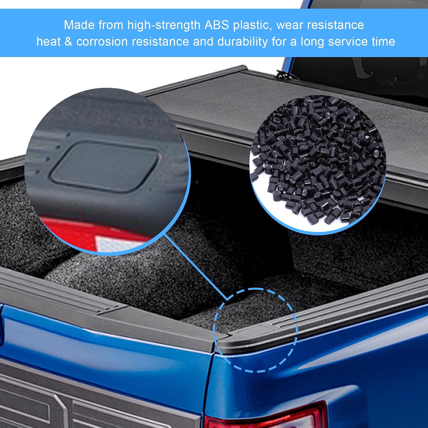Truck Bed Rail Cap Stake Pocket Cover Plastic Bedrail Insert Plug Box Replacement for Ford F150 2015-2024, F250 F350 Super Duty 2017-2024, Replace FL3Z99290D90AB