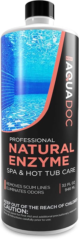 Tratamiento de agua enzimática AquaDoc Spa - Limpiador enzimático natural para jacuzzi, 32 oz | Ayuda a descomponer aceites y lociones y a reducir los olores para un mantenimiento más fácil: productos químicos para jacuzzis fabricados en EE. UU.