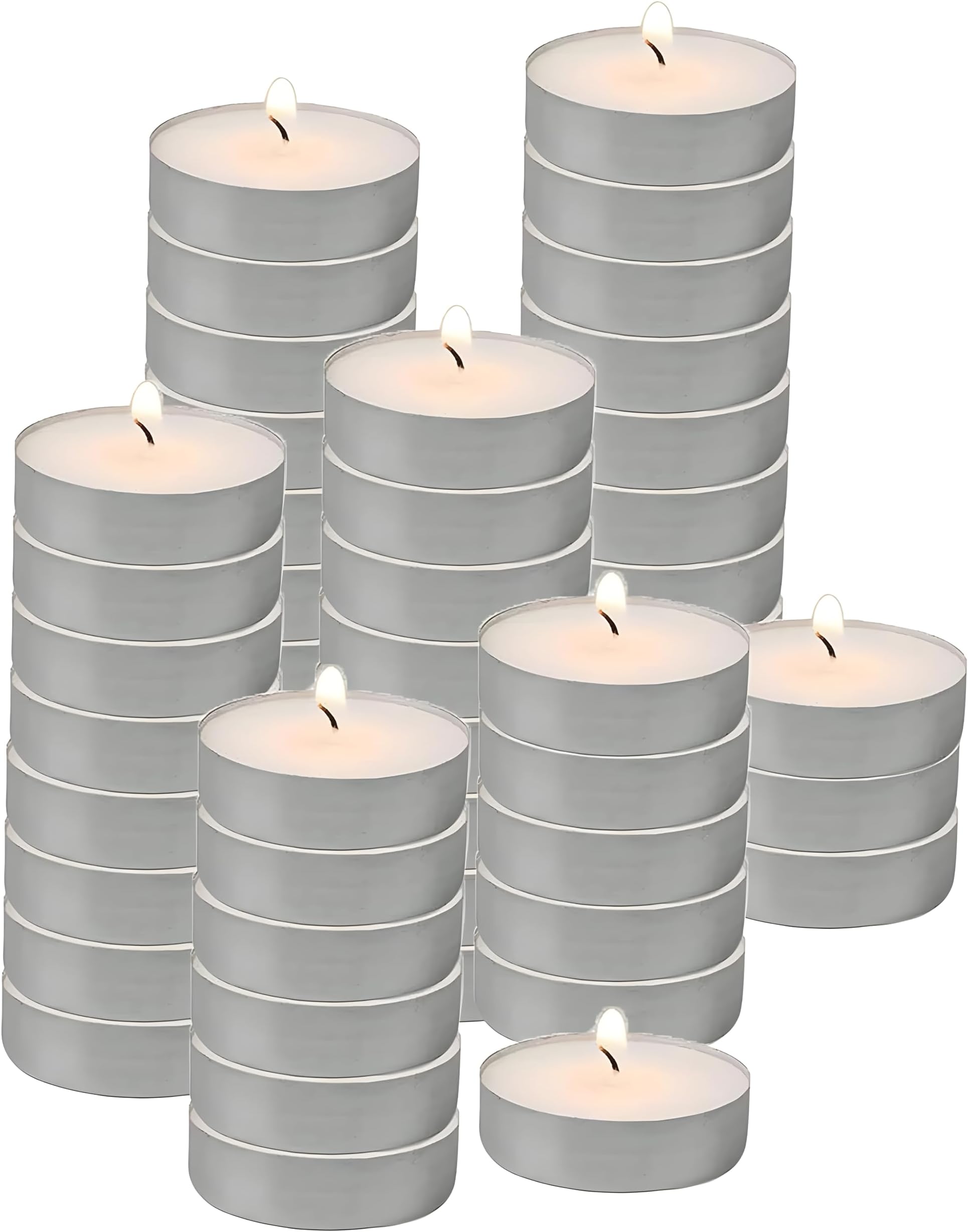 DALUCI 100 Pcs Tea Lights Candles Wax Candles Smokeless Candle Light No Residue Candles for Home Unscented (Set of 100 Pcs, 3-Hour Burn)
