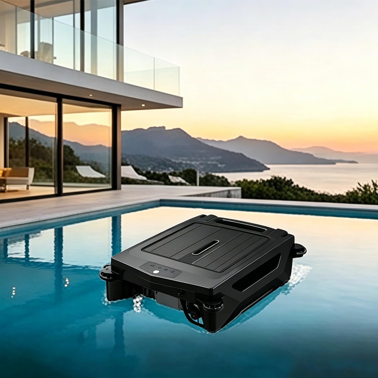 ZHIGUANYUN Solar Pool Skimmer, 24/7 Cleaning, Dual Charging Modes, Smart Obstacle Avoidance, Ideal for All Pool Types Black