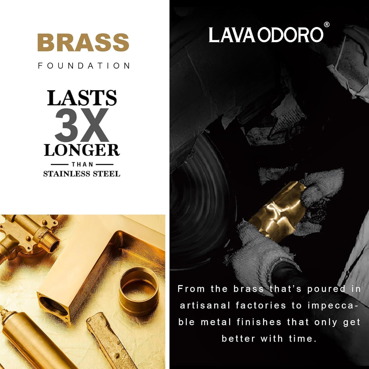 Lava Odoro Champagne Gold Bathroom Faucet, 8 inch Widespread Bathroom Faucet 3 Hole with Drain Assembly Supply Line, Solid Brass Lead-Free Bronze Vanity Faucet BF503-CB - Image 7