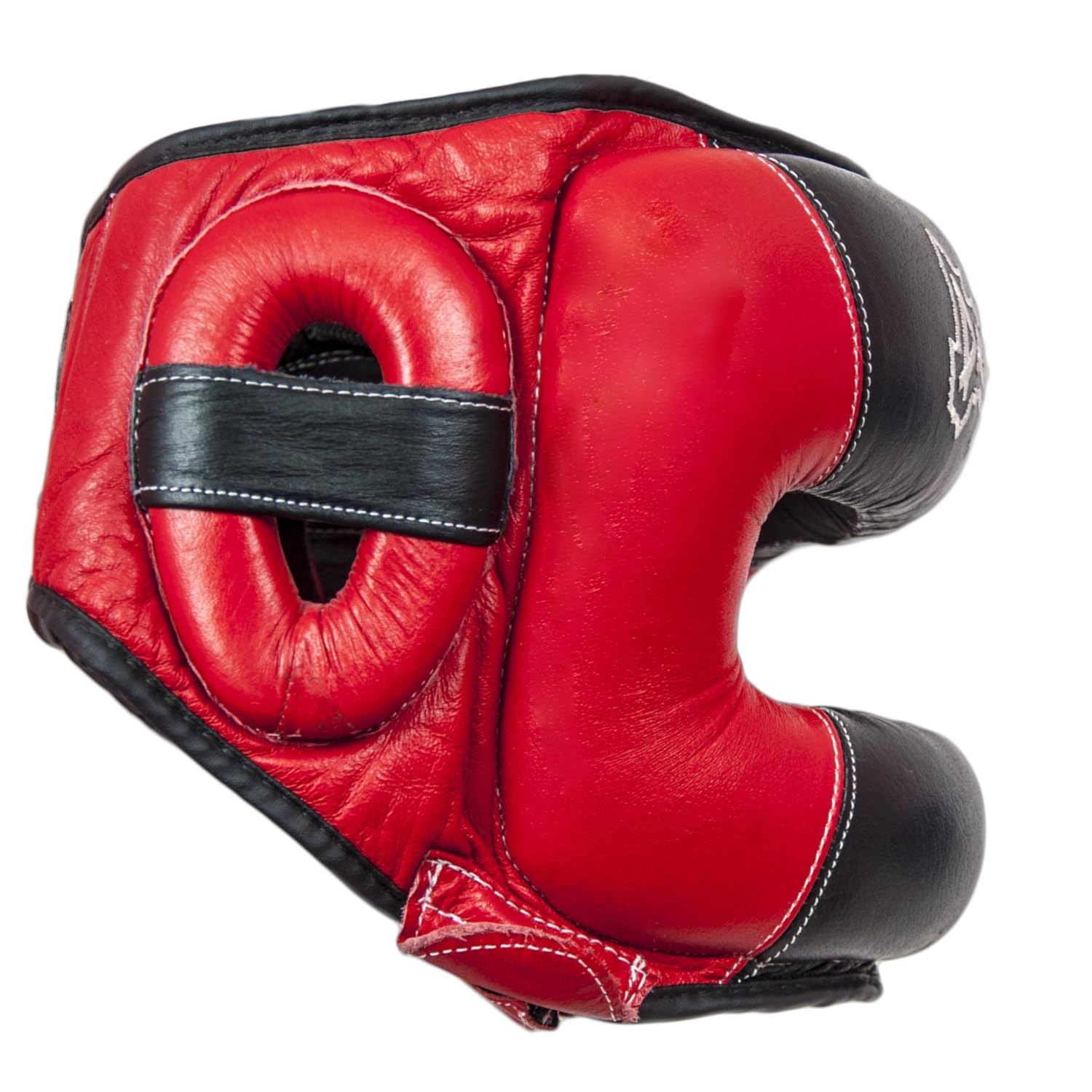DragonDo 11751-L Profi Boxhelm aus Echtleder mit Stahl-Gesichtsschutz – Hochresistenter Kopfschutz für Sparring & Kampfsport – Verstärkter Schutz gegen Schläge – Rot-Schwarz