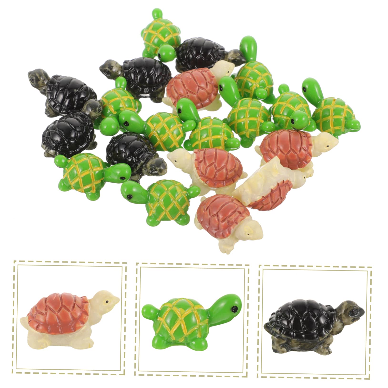 Schildkröten-Set Aus Harz – 1 Große Schildkröte (17 Cm) Mit Öffnung + 10 Mini-Schildkröten