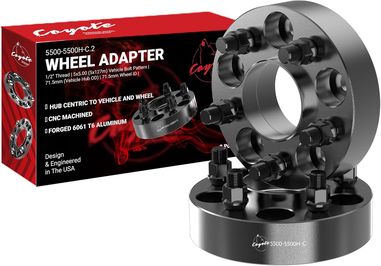 Wheel Accessories Parts 2 Pcs Hub Centric Wheel Spacers Adapters 5x5 5x127 1.50 Inch Thick 71.5mm Hub 1/2" Thread Stud Fits Jeep Commander ｜ Grand Cherokee ｜ Wrangler