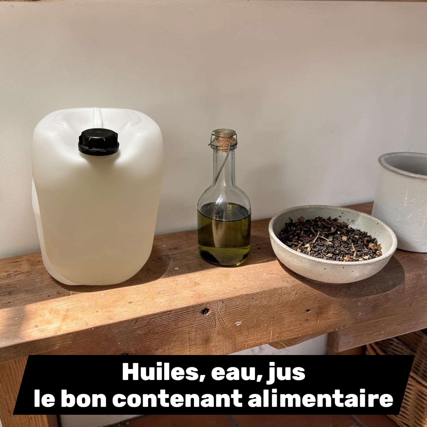Lot de 5 x Jerrican Bidon Plastique 5 L litres avec Bouchon Étanche et 1 Robinet Verseur– Idéal pour Liquides Alimentaires et Techniques – Durable et Réutilisable